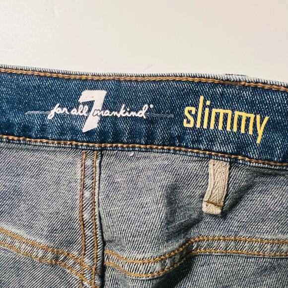 7 For All mankind Slimmy Straight Jeans Size 38 Blue - Picture 4 of 7